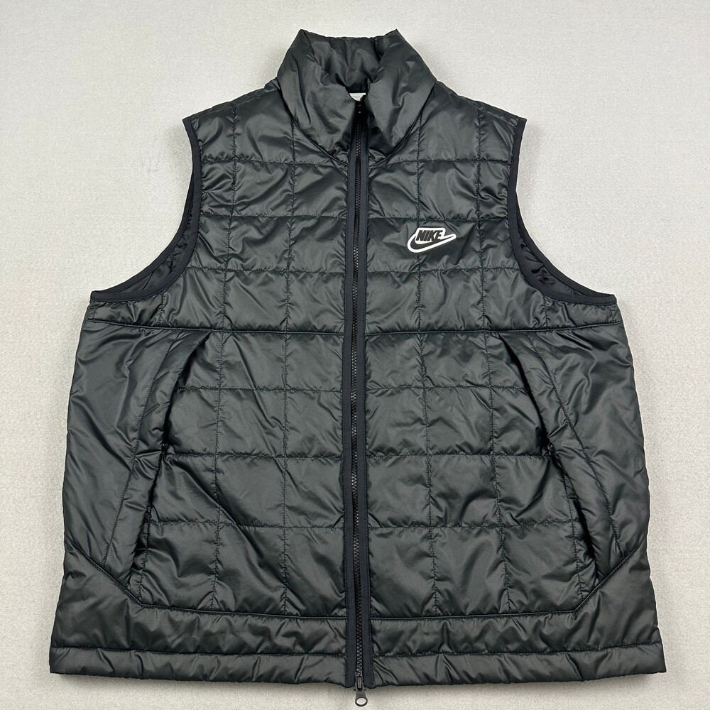Nike Vest Men Extra Large Black Sportswear Puffer Quilted Full Zip Jacket XL
